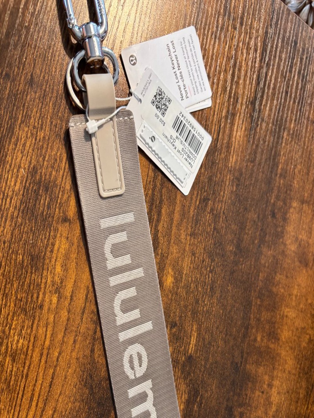 lululemon Never Lost Keychain Rhino Grey White Opal NWT